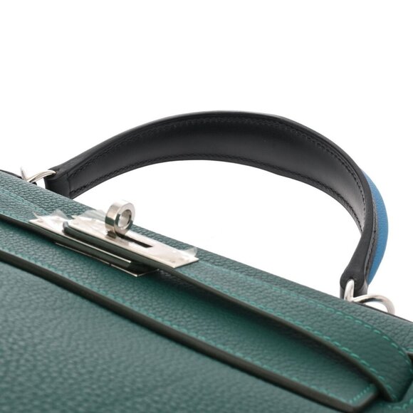 HERMES Kelly 28 O-Pass Inner Stitch 2WAY Malachite/Bleu zanzibar - Picture 4 of 12